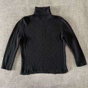 Carlisle Black Beaded Silk Turtleneck Sweater